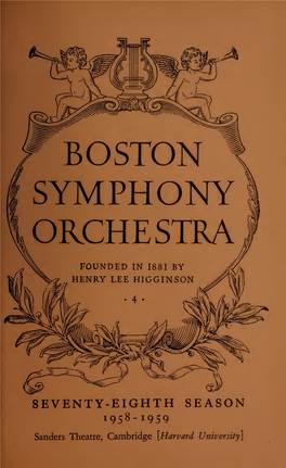 Boston Symphony Orchestra Concert Programs, Season 78, 1958-1959