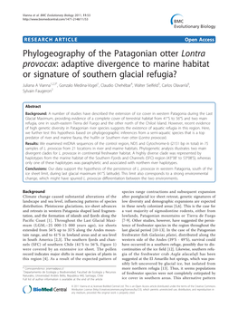 Phylogeography of the Patagonian Otter Lontra Provocax: Adaptive Divergence to Marine Habitat Or Signature of Southern Glacial R