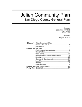 Updated Julian Community Plan