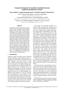 Corpus Development for Machine Translation Between Standard and Dialectal Varieties