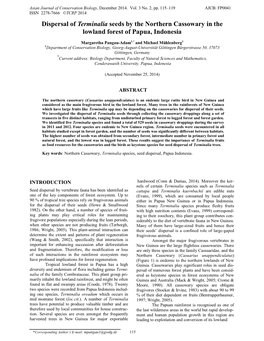 Dispersal of Terminalia Seeds by the Northern Cassowary in the Lowland Forest of Papua, Indonesia