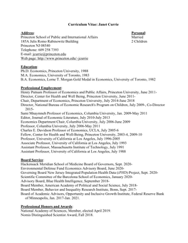 Curriculum Vitae: Janet Currie Address