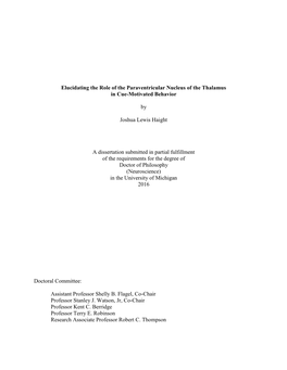 Elucidating the Role of the Paraventricular Nucleus of the Thalamus in Cue-Motivated Behavior