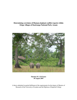 Determining Correlates of Human-Elephant Conflict Reports Within Fringe Villages of Kaziranga National Park, Assam