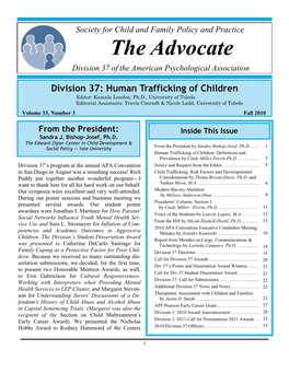 The Advocate Division 37 of the American Psychological Association