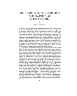 The Third Earl of Huntingdon and Elizabethan Leicestershire Pp.6-21