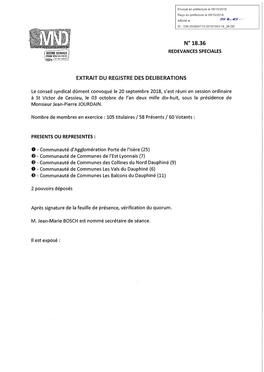 N° 18.36 Extrait Du Registre Des Deliberations