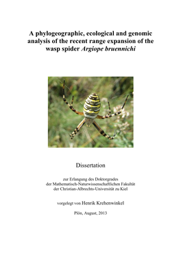 A Phylogeographic, Ecological and Genomic Analysis of the Recent Range Expansion of the Wasp Spider Argiope Bruennichi