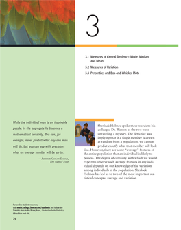 3.1 Measures of Central Tendency: Mode, Median, and Mean 3.2 Measures of Variation 3.3 Percentiles and Box-And-Whisker Plots