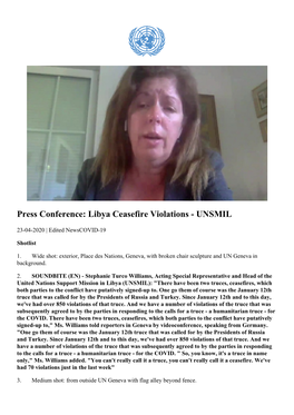 Libya Ceasefire Violations - UNSMIL