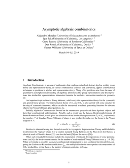 Asymptotic Algebraic Combinatorics