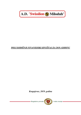 Polugodišnji Finansijski Izveštaj Za 2019. Godinu