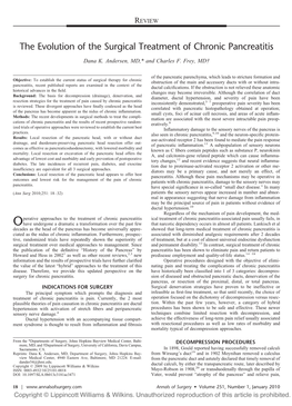 The Evolution of the Surgical Treatment of Chronic Pancreatitis