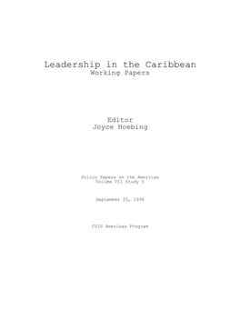 Leadership in the Caribbean Working Papers