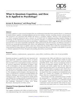 What Is Quantum Cognition, and How Is It Applied to Psychology?