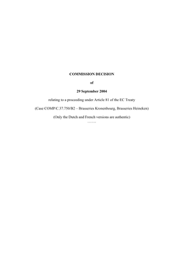 COMMISSION DECISION of 29 September 2004 Relating to A