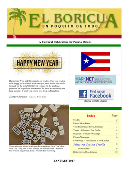 A Cultural Publication for Puerto Ricans Page JANUARY 2017