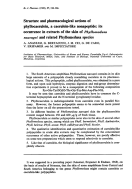 Structure and Pharmacological Actions Of