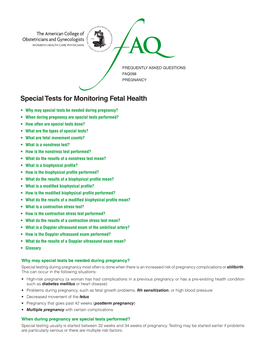 Special Tests for Monitoring Fetal Health