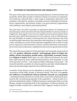 2. Patterns of Discrimination and Inequality