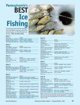 BEST Ice Fishing Commission Area Fisheries Managers Have Identified Waterways Where This Winter Anglers Can Find the Best Ice- Fishing