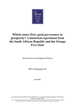 A Historical Experiment from the South African Republic and the Orange Free State