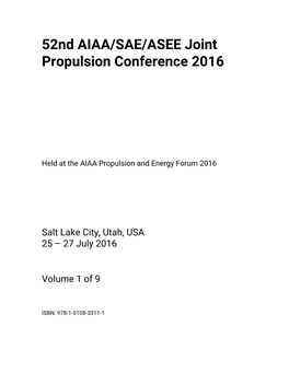 52Nd AIAA/SAE/ASEE Joint Propulsion Conference 2016