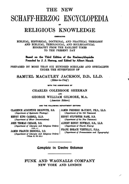 The New Schaff-Herzog Encyclopedia of Religious Knowledge