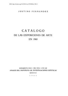Catalogo De Las Exposiciones De Arte En 1960