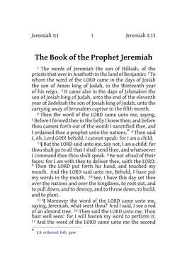 The Book of the Prophet Jeremiah