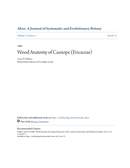 Wood Anatomy of Cassiope (Ericaceae) Gary D