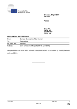 Joint Employment Report 2020 (8 April 2020)