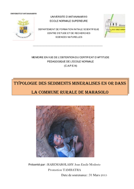 Typologie Des Sediments Mineralises En Or Dans La