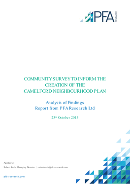 Community Survey to Inform the Creation of the Camelford Neighbourhood Plan