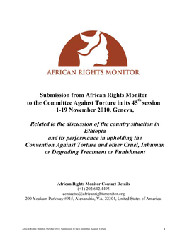Submission from African Rights Monitor to the Committee Against