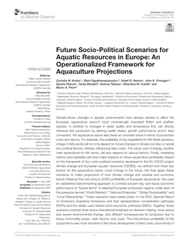 Future Socio-Political Scenarios for Aquatic Resources in Europe: An