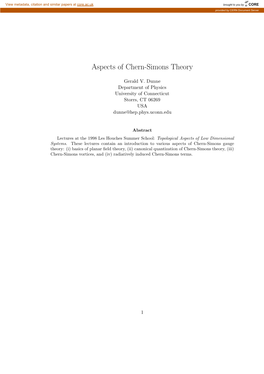 Aspects of Chern-Simons Theory