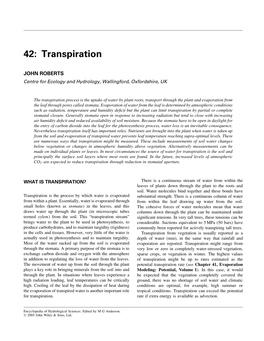 42: Transpiration