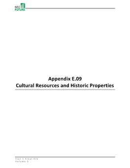 Volume 2 APPENDIX E.09 CULTURAL RESOURCES and HISTORIC PROPERTIES – ERRATA SHEET