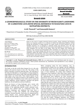 Research Article a GEOMORPHOLOGICAL STUDY