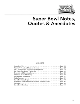 Super Bowl Notes, Quotes & Anecdotes