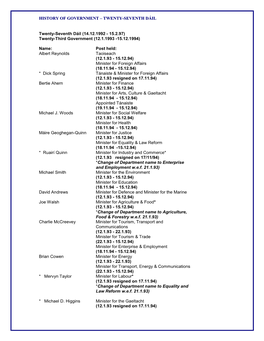 Twenty-Seventh Dáil