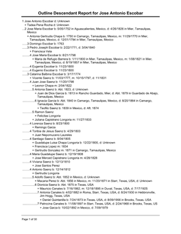 Outline Descendant Report for Jose Antonio Escobar