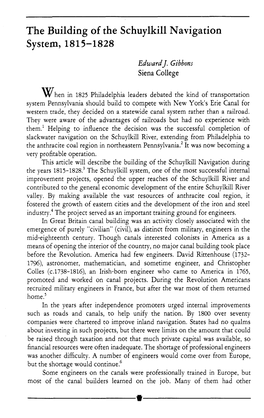 The Building of the Schuylkill Navigation System, 1815-1828