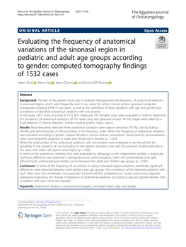 Evaluating the Frequency of Anatomical Variations of The