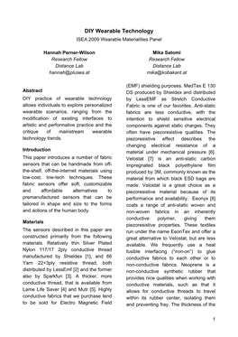 DIY Wearable Technology ISEA 2009 Wearable Materialities Panel