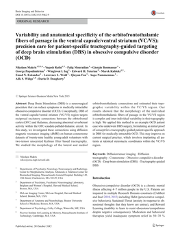 Variability and Anatomical Specificity of the Orbitofrontothalamic