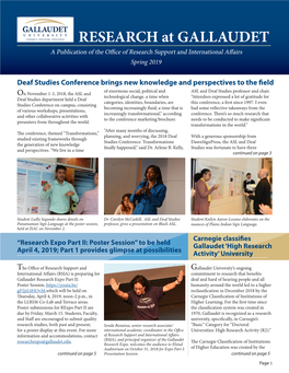 Research at Gallaudet 2019 • a Publication of the Office of Research and International Affairs