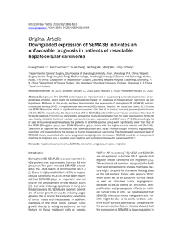 Original Article Downgraded Expression of SEMA3B Indicates an Unfavorable Prognosis in Patients of Resectable Hepatocellular Carcinoma