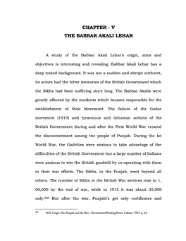 A Study of the Babbar Akali Lehar's Origin, Aims and Objectives Is Interesting and Revealing. Babbar Akali Lehar Has a Deep Rooted Background